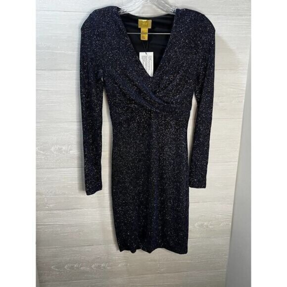 Ruched Side Glitter Bodycon Dress Size‎ 2 NWT - Picture 2 of 7